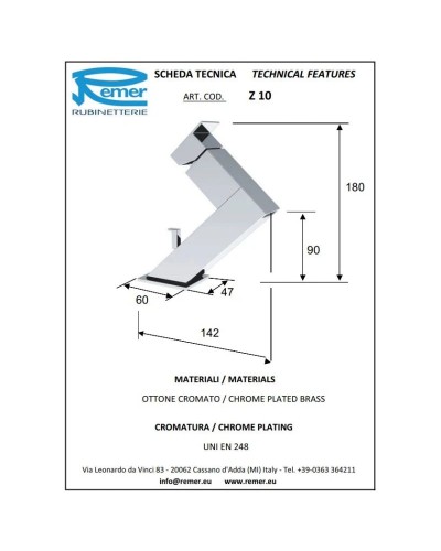 Смеситель для раковины с донным клапаном Remer Flash Z10