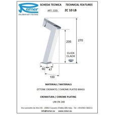 Смеситель для раковины с донным клапаном Remer Flash ZC10LB