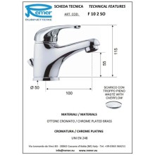 Смеситель для раковины с донным клапаном Remer Serie 35 F10SO