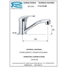 Кран для холодной воды без донного клапана Remer Serie 35 F11GM