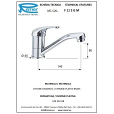 Кран для холодной воды без донного клапана Remer Serie 35 F11GM