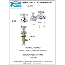 Смеситель для раковины с донным клапаном Remer Liberty 11LICE