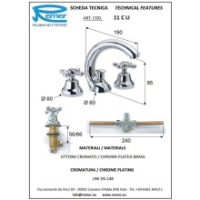 Смеситель для раковины с донным клапаном Remer Liberty 11CLICE