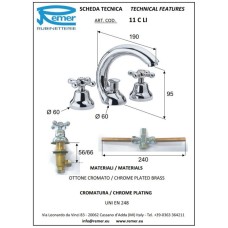 Смеситель для раковины с донным клапаном Remer Liberty 11CLICE