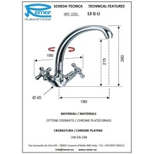 Смеситель для раковины с донным клапаном Remer Liberty 13GLICE