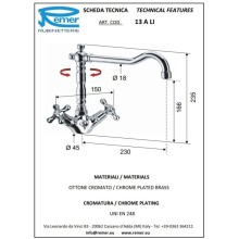 Смеситель для раковины с донным клапаном Remer Liberty 13ALI
