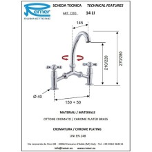 Смеситель для раковины без донного клапана Remer Liberty 14LICE
