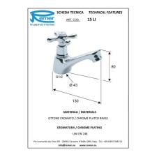 Кран для холодной воды без донного клапана Remer Liberty 15LI