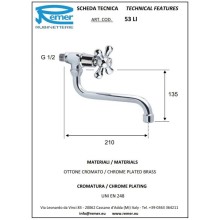 Кран для холодной воды без донного клапана Remer Liberty 53LI