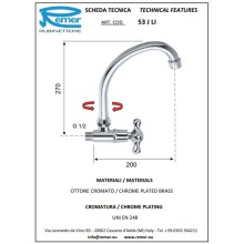 Кран для холодной воды без донного клапана Remer Liberty 53JLI