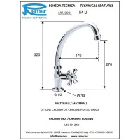 Кран для холодной воды без донного клапана Remer Liberty 54LICE