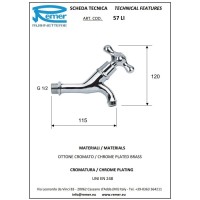 Кран для холодной воды без донного клапана Remer Liberty 57LICE