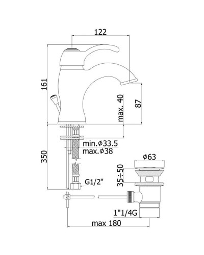 Смеситель для раковины с донным клапаном Paffoni Flavia FA075CR