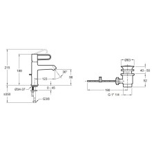 Смеситель для раковины с донным клапаном Jacob Delafon Odeon Rive Gauche E21028-CPR-CP