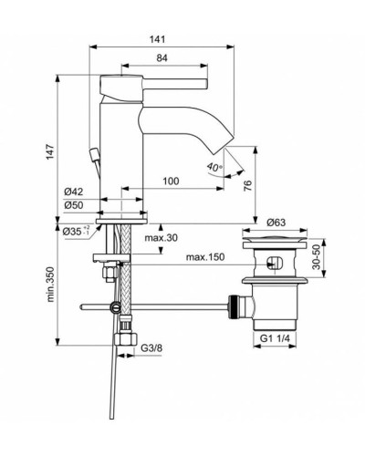 Смеситель для раковины Ideal Standard Ceraline BC193XG Черный шелк