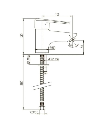 Смеситель для раковины без донного клапана Paini Cooper 80CR205