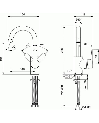 Смеситель для раковины Ideal Standard Connect Blue B9933AA Хром