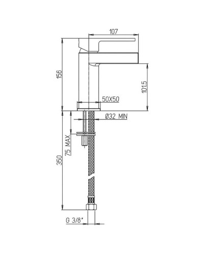 Смеситель для раковины без донного клапана Paini DAX-R 84CR205WFRKM