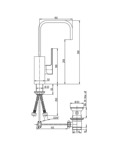 Смеситель для раковины с донным клапаном Paini DAX-R 84CR250