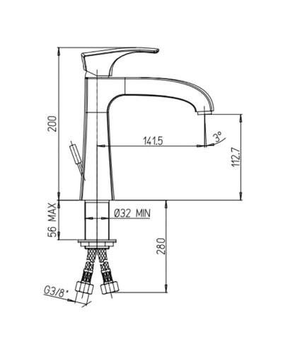 Смеситель для раковины без донного клапана Paini Lady 89OP205L