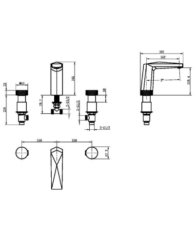 Смеситель для раковины Boheme Venturo 150-CR-DIAMOND Хром
