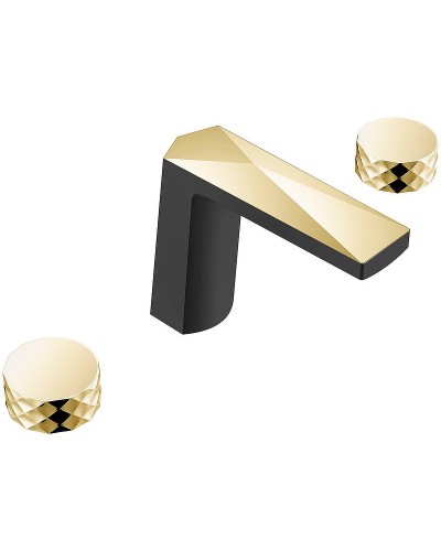 Смеситель для раковины Boheme Venturo 150-BG-DIAMOND Черный матовый Золото
