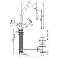 Смеситель для раковины с донным клапаном Paini Liberty 17CR250OR