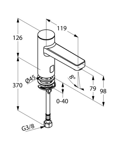 Электронный вентиль на одну воду для раковины Kludi Zenta 3810505