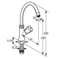 Вентиль на одну воду без донного клапана Kludi Standard 204070515