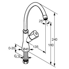 Вентиль на одну воду без донного клапана Kludi Standard 204070515