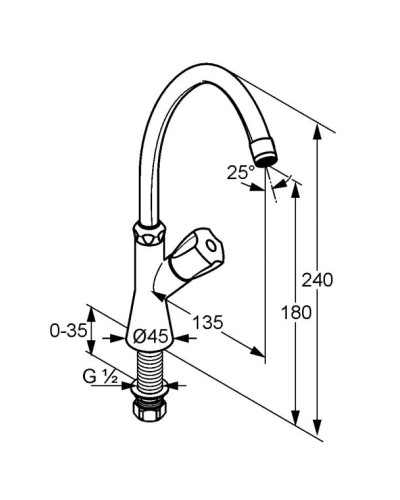 Вентиль на одну воду без донного клапана Kludi Standard 204070515