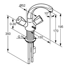 Смеситель для раковины без донного клапана Kludi Standard 210350515