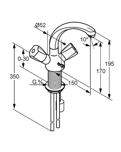 Смеситель для раковины без донного клапана Kludi Standard 210350515
