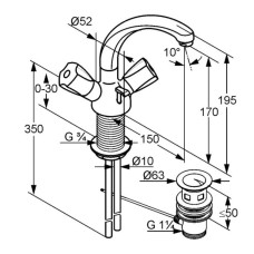 Смеситель для раковины с донным клапаном Kludi Standard 210370515