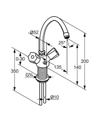Смеситель для раковины без донного клапана Kludi Standard 210580515