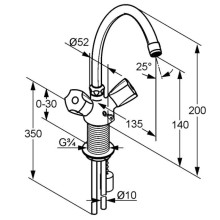 Смеситель для раковины без донного клапана Kludi Standard 210600515