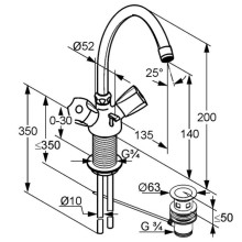 Смеситель для раковины с донным клапаном Kludi Standard 210620515