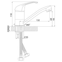 Смеситель для раковины Rossinka A35-22 Хром