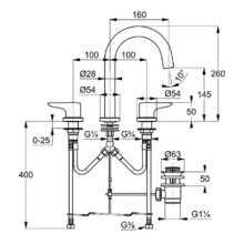 Смеситель для раковины с донным клапаном Kludi Objekta 323930575