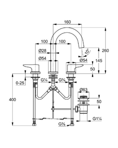 Смеситель для раковины с донным клапаном Kludi Objekta 323930575