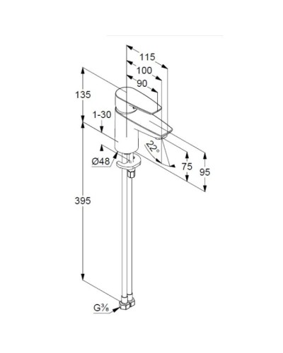 Смеситель для раковины без донного клапана Kludi Pure&Solid 340280575