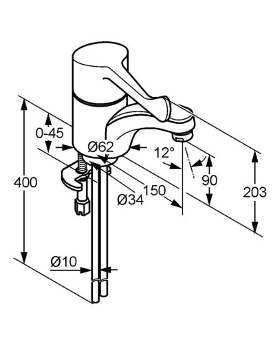 Смеситель для раковины без донного клапана Kludi Medi Care 341120534