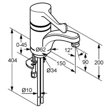 Смеситель для раковины без донного клапана Kludi Medi Care 341130534