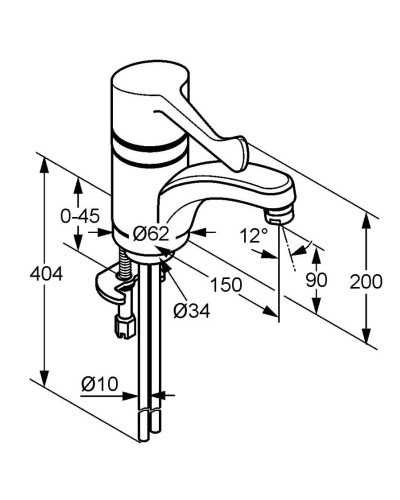 Смеситель для раковины без донного клапана Kludi Medi Care 341130534