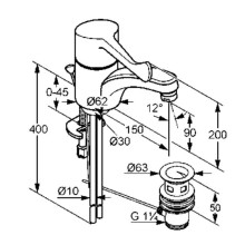 Смеситель для раковины с донным клапаном Kludi Medi Care 341150524