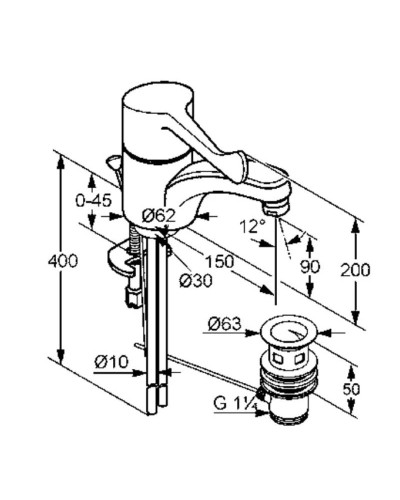 Смеситель для раковины с донным клапаном Kludi Medi Care 341150524
