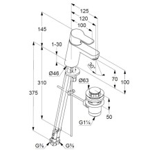 Смеситель для раковины с донным клапаном Kludi Pure&Easy 372760565