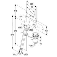 Смеситель для раковины с донным клапаном Kludi Pure&Easy 372760565