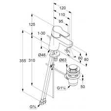 Смеситель для раковины с донным клапаном Kludi Pure&Easy 372850565