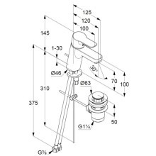 Смеситель для раковины с донным клапаном Kludi Pure&Easy 372890565